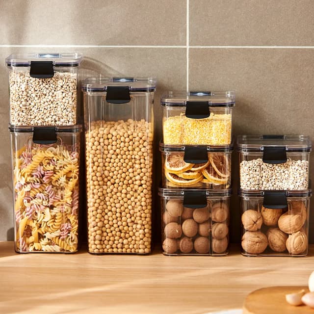 密封された瓶キッチン穀物収納オーガナイザー大型タンクプラスチック防湿収納ボックス家庭用調味料瓶セット