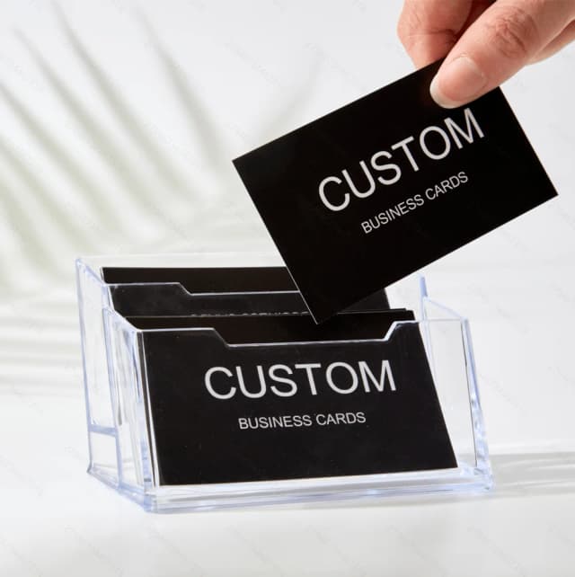 Tarjetas personalizables de 200/500/1000 piezas, tarjetas de visita personalizadas con caja de almacenamiento acrílica, invitaciones de agradecimiento impermeables