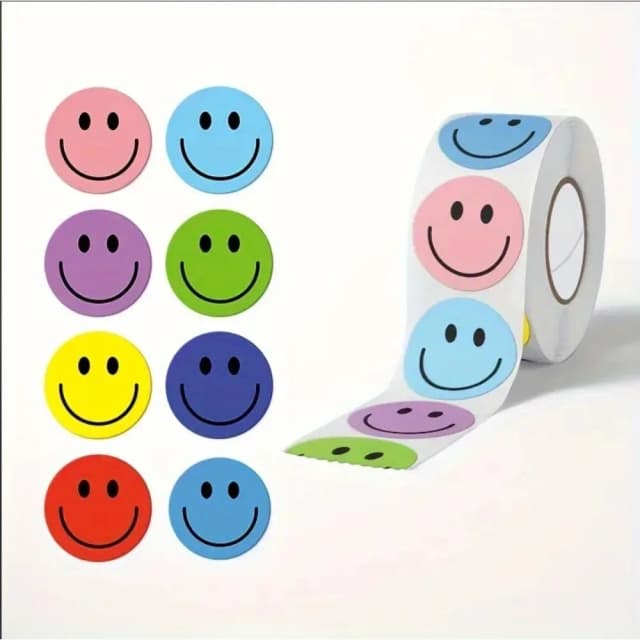 500 pegatinas de papel con cara sonriente, pegatinas redondas de papelería, adecuadas para profesores, padres, aula, recompensas de aprendizaje, regalo