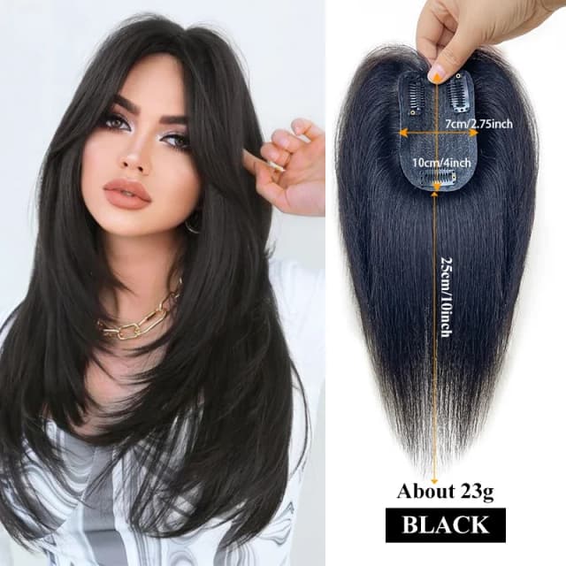 25 センチメートル 8 形人毛 7X10 センチメートルヘアネットエクステンショントップウィッグピーストッパークリップ付きヘアトッパー女性のための薄毛